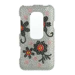   SPARKLE RHINESTONE BLING DESIGN SILVER BLACK DAISY SNAP ON CASE COVER