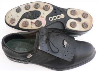ECCO Mens CLASSIC 13 47 BLACK Leather GORTEX Soft Spike Saddle Kiltie 