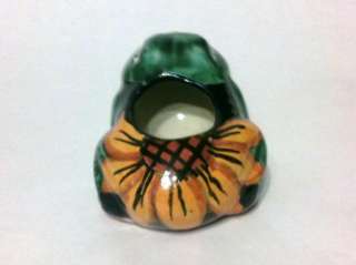 Mexican Folk Art Talavera Pot Mini Frog Plant Holder Pottery 