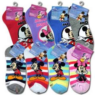PAIR Disney Mickey Mouse & Minnie Boys Girls Kids Socks SIZE 6 8 