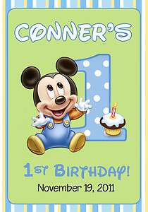 MICKEY MOUSE 1ST BIRTHDAY LOOT / TREAT / GOODY BAG LABELS  