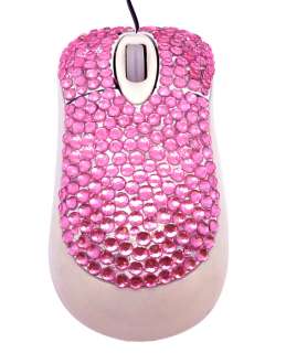 Pink Mini Crystal Rhinestone Computer Laptop Mouse  