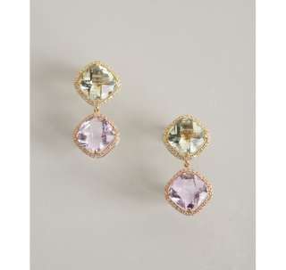Armadani amethyst and diamond double drop earrings