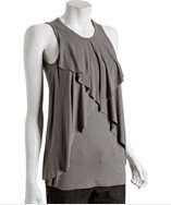 Design History dove grey jersey ruffle front tank style# 311471303