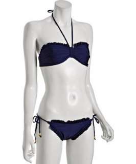Brette Sandler Swimwear jewel navy Penny ruffle bandeau bikini 