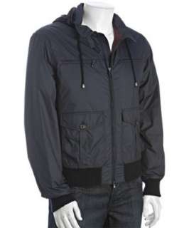 Brunello Cucinelli navy water resistant zip front four pocket jacket 