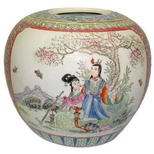  Melon Jar Vase   Hand Painted Porcelain, Traditional Chinese Design 