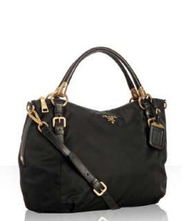 Prada black nylon double handle medium shoulder bag   up to 70 