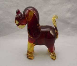 Lovely Murano Glass Dog Figurine~Amber&Yellow~Mastiff?  