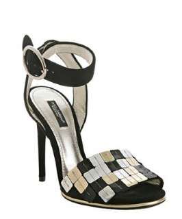 Dolce & Gabbana black suede metallic detail ankle strap sandals 