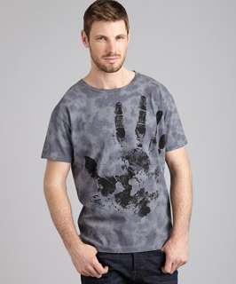Edun grey cotton graphic hand print crewneck t shirt