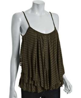 Free People army green stripe jersey floaty cami   