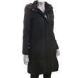 Laundry by Shelli Segal black quilted satin belted hood down jacket 