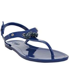 Tods blue jelly thong sandals   