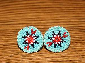 NEW AUTHENTIC NATIVE AMERICAN BEADED EARRINGS VERY TIGHT BEADING 