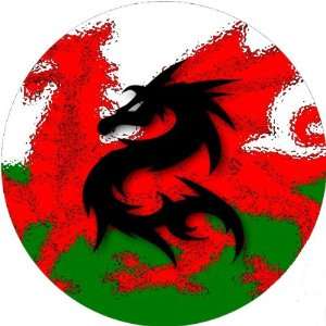  58mm Round Badge Style Fridge Magnet Dragon Wales Flag 