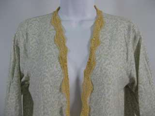 WENDY GLEZ Green Flower Lace Knit Night Robe Jacket M  