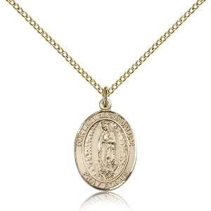 Gold Filled O/L Our Lady of Guadalupe Medal Pendant 3/4 x 1/2 Inches 