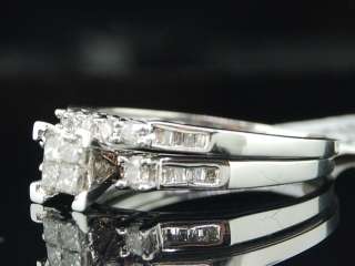   GOLD PRINCESS CUT DIAMOND ENGAGEMENT BRIDAL WEDDING RING SET  