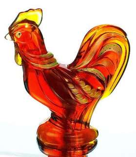 Fenton Hand Painted Rooster Figurine in ORange Slice  