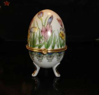 NEW Porcelain Egg Trinket Holder Hand Painted GORGEOUS  