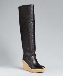 Stella McCartney black faux leather Annael tall wedge boots 
