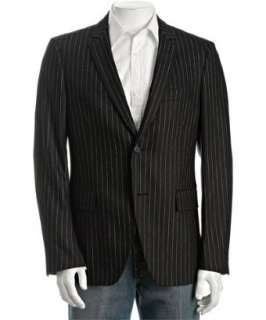 style #306314201 black striped wool cashmere 2 button sport coat