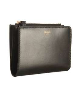 Celine black leather french wallet   