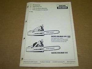 b320) Sachs Dolmar Chain Saw Parts List 100 102  