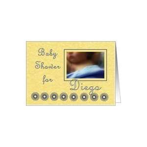 Baby Shower Invitation for Diego   Sleeping Child with Blue Blanket 