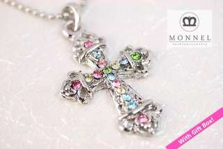 A59 Crystal Cross Charm Pendant Necklace (+Gift Box)  