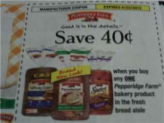 15 Coupons $.40/1 Pepperidge Farm Bakery Product 4/22/2012  