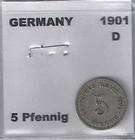 1901 d german 5 pfennig coin g vg returns not
