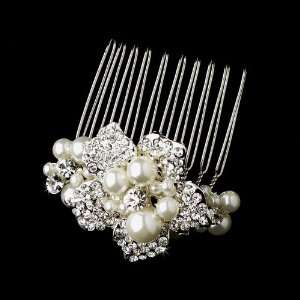  Silver Plated Pearl Bridal Hair Comb Jewelry