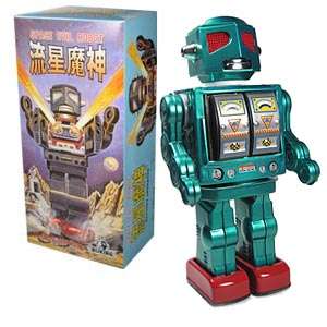   House Japan Made Battery Op Tin Toy GREEN Space Evil Robot  