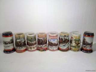 LOT OF 8 BUDWEISER CLYDESDALE HORSES STEINS   NEW  