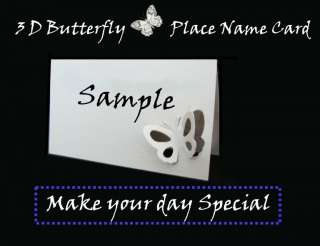 10 x 3D Butterfly Wedding Place Name White Cards Favors  