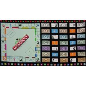  44 Wide Monopoly Board Game Panel Black Fabric By The 