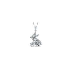 ZALES Diamond Mother Bunny and Baby Bunny Pendant in Sterling Silver 1 