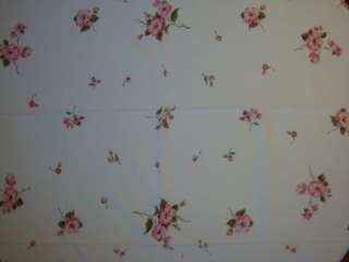   & Feminine PINK Cherry Blossoms Vtg Tablecloth EXC CONDIT  