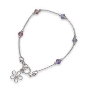  5.5 Bracelet with Multi Color Crystals and Flower Charm Jewelry