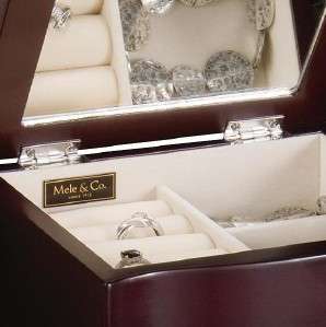 Mele Vaughn Jewelry Box Wood Mahogany Upright Storage Chest Art Deco 