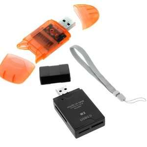   Orange USB Memory Card Reader For SD / MiniSD / MicroSD / MMC + Grey