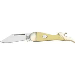   723 Old Yellow Small Leg Knife with Yellow Smooth Synthetic Handles