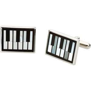   Silver Onyx Mother of Pearl Piano Cuff Links Diamond Designs Jewelry