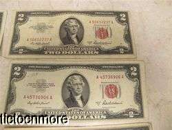   1953 A $2 TWO DOLLAR UNITED STATES NOTES RED SEAL SMALL SIZE BILLS