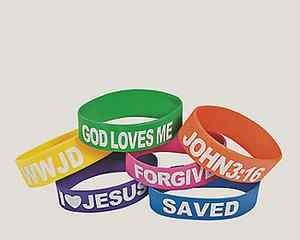 Religious Faith Inspirational wide jumbo silicone rubber wristband 