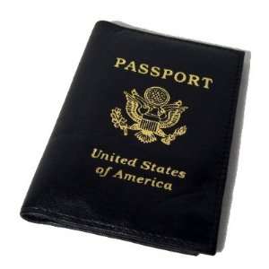    Black Genuine Leather Passport Holder Cover 