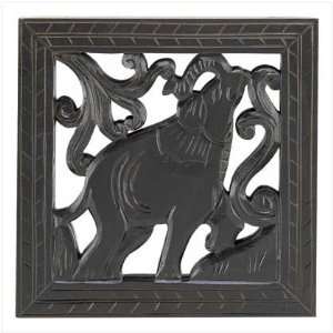   Carved Wood Wooden Wall Plaque Hanging Elephant Decor