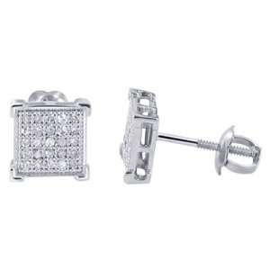   Diamond 0.15 CTW 6 MM Square Pave Setting 10k Post Back Stud Earrings